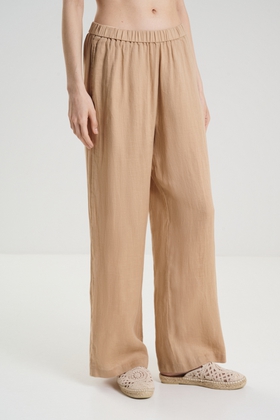 Женские широкие льняные брюки