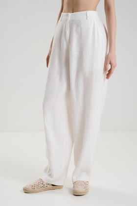Женские белые льняные брюки