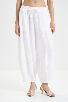 Женские льняные широкие брюки