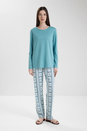  Женская хлопковая пижама с брюками 