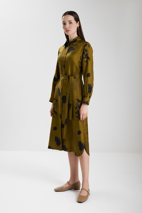  Платье миди из шелка с принтом 