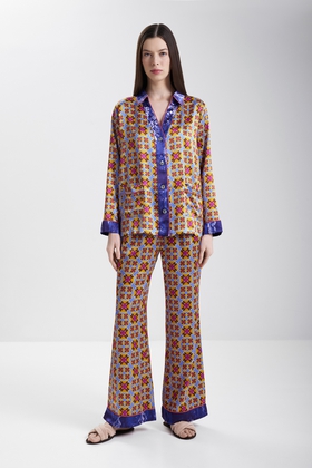  Женская шелковая пижама с брюками 