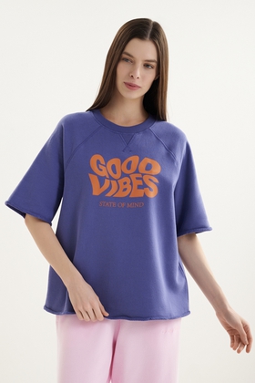  Женская домашняя футболка с принтом из хлопка 