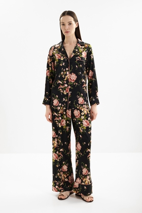 Женская шелковая пижама с брюками