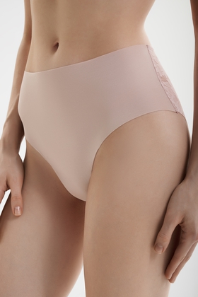  Женские кружевные бежевые высокие трусы-слипы 