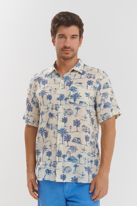 Мужская хлопковая рубашка с коротким рукавом