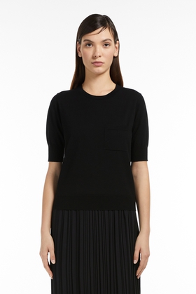 Женская черная блузка с коротким рукавом