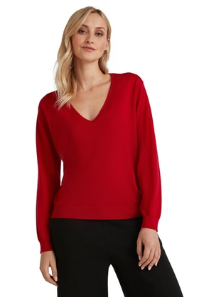 Женский шерстяной красный пуловер