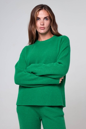 Женский шерстяной зелёный джемпер