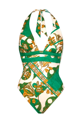 Слитный зеленый купальник