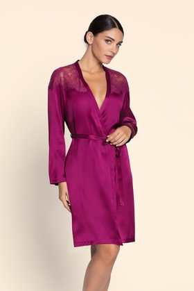 Женский кружевной халат миди из шелка