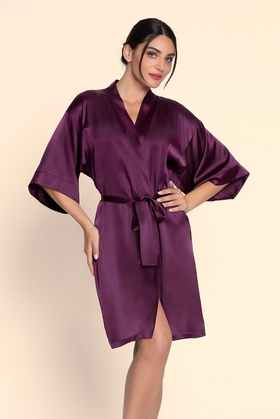 Женский домашний халат миди из шелка 