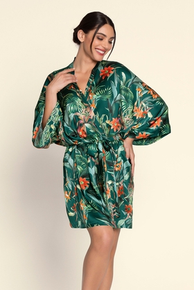  Женский халат из шелка с принтом 