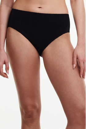 Женские высокие черные плавки-слипы