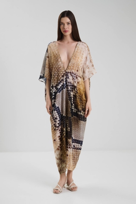 Длинное платье из шёлка с анималистичным принтом 