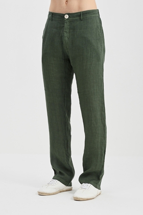 Мужские брюки из льна цвета хаки