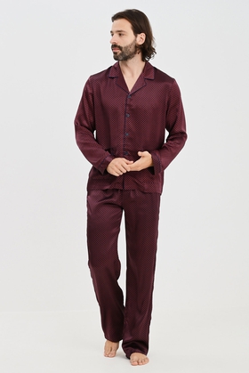  Мужская шелковая пижама с брюками 