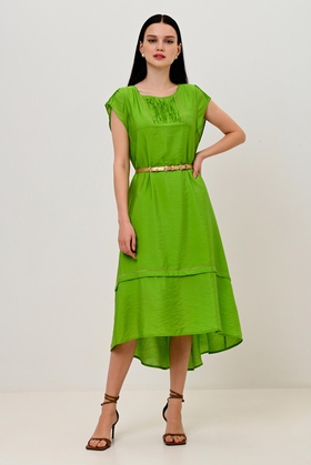 Длинное зелёное платье из вискозы