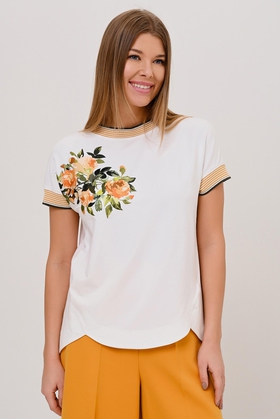 Блузка с цветочным принтом и асимметричным низом