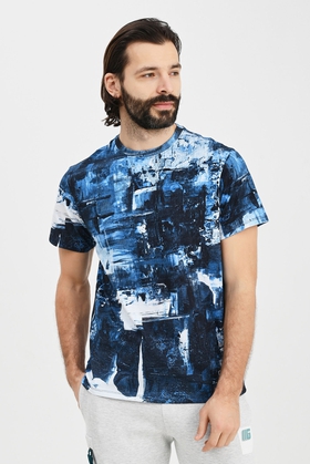 Мужская синяя хлопковая футболка