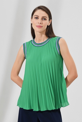 Женская плиссированная блузка зеленого цвета 