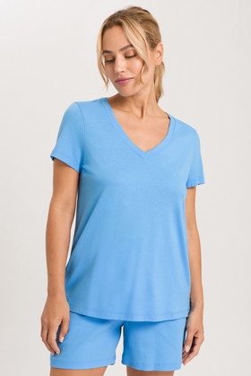 Женская голубая домашняя футболка