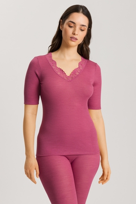 Женский домашний лонгслив-водолазка из шерсти с кружевом