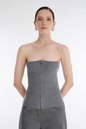 Женский серый топ на молнии