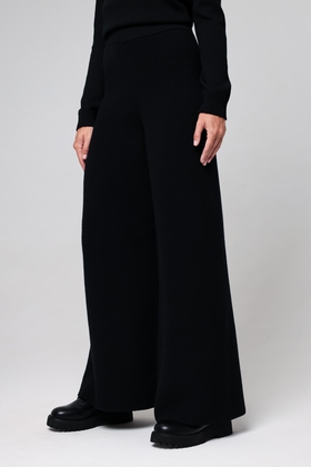 Женские чёрный широкие брюки из шерсти