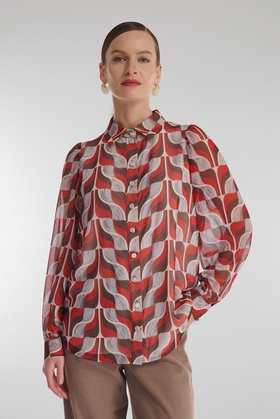 Блузка с длинным рукавом и принтом 