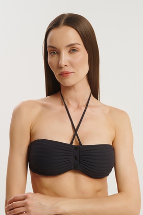 Чёрный купальный лиф-бандо