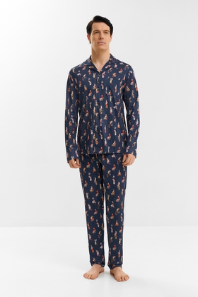  Мужская пижама с брюками с рисунком из хлопка 