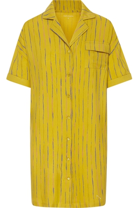  Женское домашнее короткое платье-рубашка в полоску 