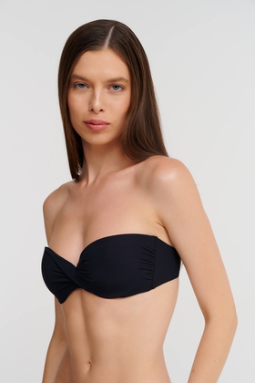 Купальный черный лиф с плотными чашками бандо
