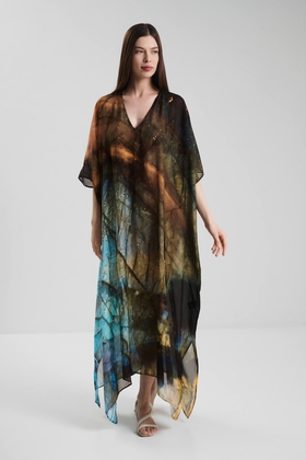 Длинное платье из шёлка с принтом 