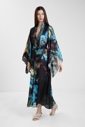 Длинное платье из шелка с принтом 
