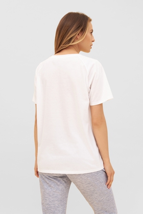 Женская хлопковая домашняя футболка с принтом